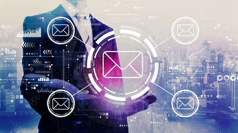 Email concept with businessman stock image Email concept with businessman stock image