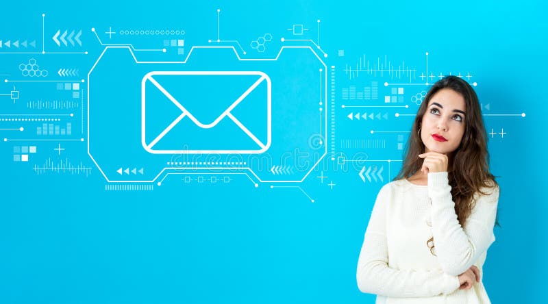 Email concept with young woman royalty free stock image Email concept with young woman royalty free stock image