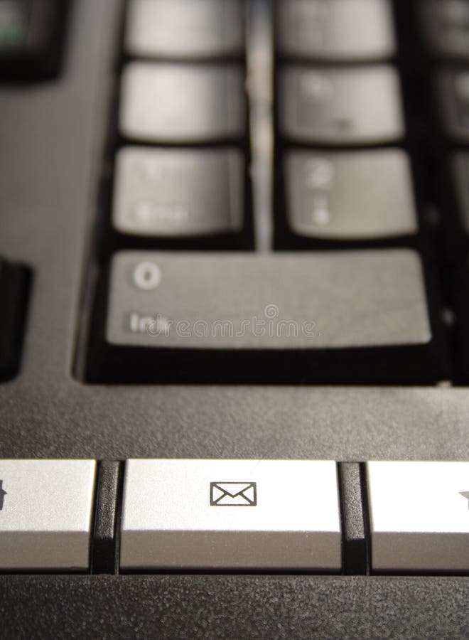 Button email, macro shot of black keyboard of computer. Button email, macro shot of black keyboard of computer