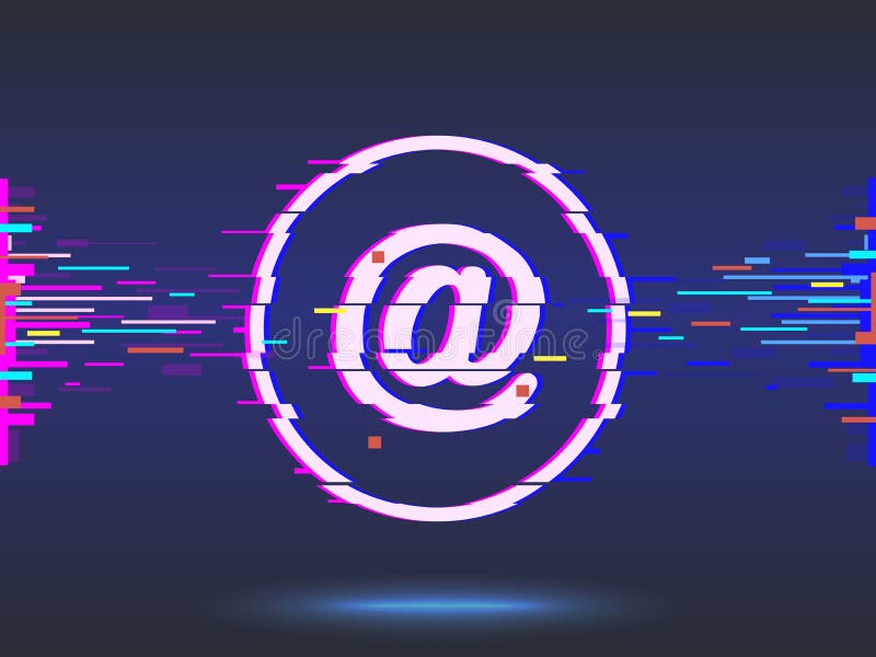 Email.glitch Design,neon Icon, Abstract Background. Vector Stock Vector Illustration of