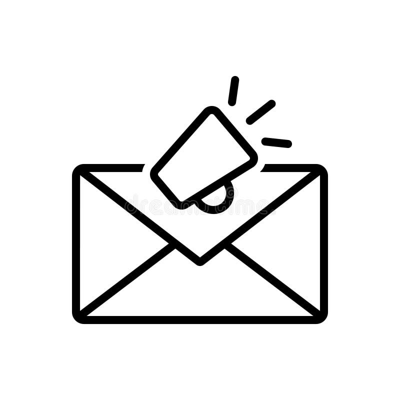 Black line icon for Email Marketing, envelope and newsletter vector illustration