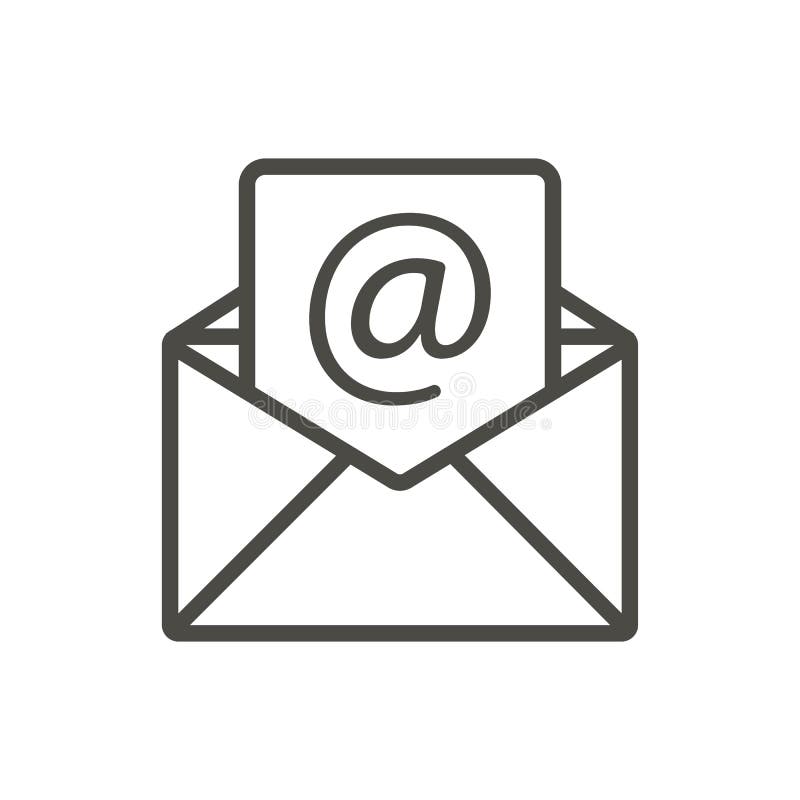 Email message icon vector. Line open mail symbol.