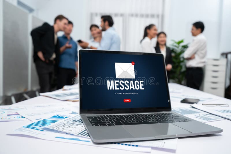 Email notification message showing on computer screen brisk royalty free stock image