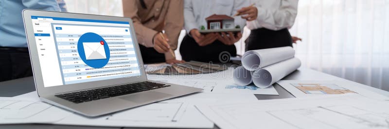 Email notification message showing on computer screen brisk royalty free stock photos