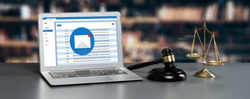 Email notification message showing on computer screen brisk royalty free stock photos