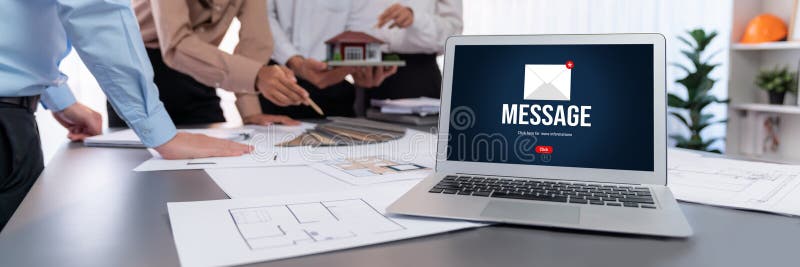 Email notification message showing on computer screen brisk royalty free stock photo