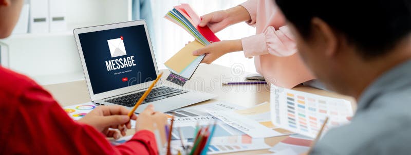 Email notification message showing on computer screen brisk stock photos