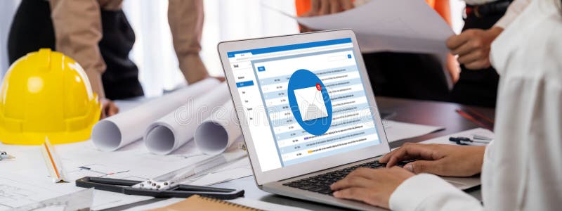 Email notification message showing on computer screen brisk royalty free stock images