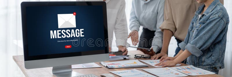 Email notification message showing on computer screen brisk royalty free stock photo