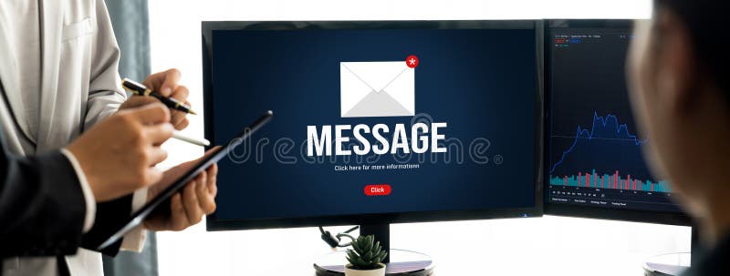 Email notification message showing on computer screen brisk royalty free stock image