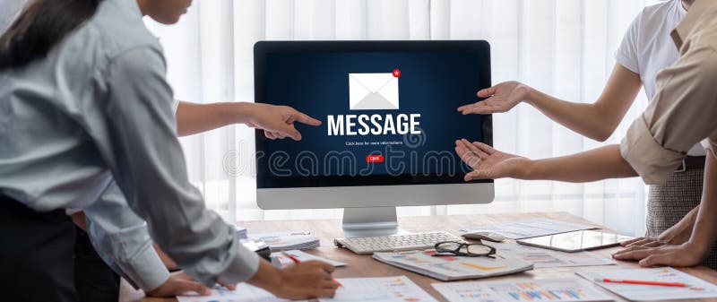 Email notification message showing on computer screen brisk royalty free stock image