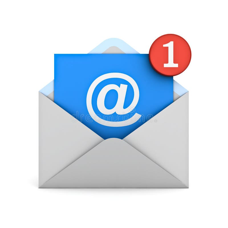 Email notification one new email message in the inbox concept stock illustr...