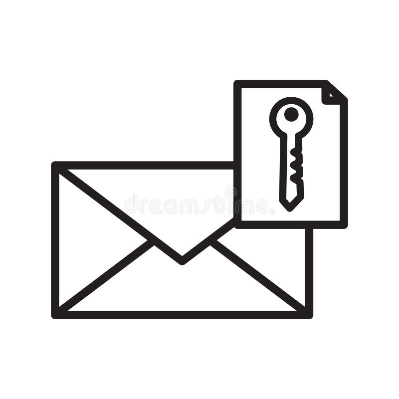 Email Security Key Icon Black Line Art Vector Stock Illustration