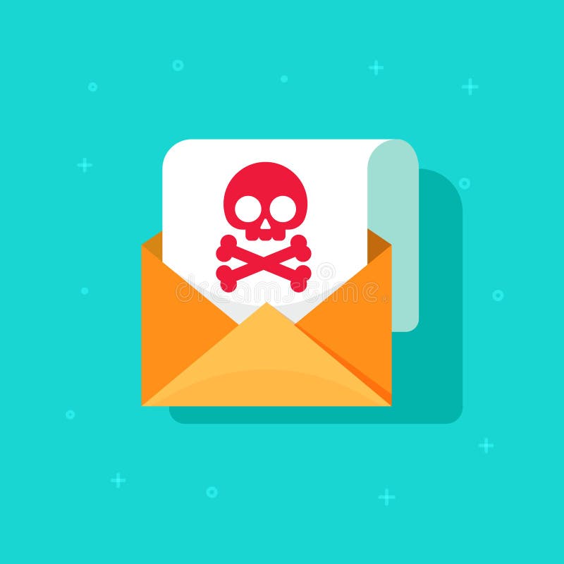 Email spam icon idea, scam e-mail message concept, malware alert received, internet hacking message, online phishing stock illustration Email spam icon idea, scam e-mail message concept, malware alert received, internet hacking message, online phishing stock illustration