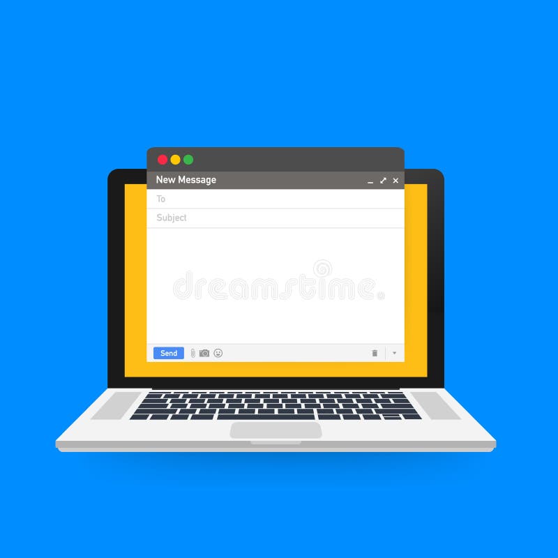 Email template. Blank e-mail browser window. Mail message web page vector frame on laptop screen. Vector illustration. vector illustration Email template. Blank e-mail browser window. Mail message web page vector frame on laptop screen. Vector illustration. vector illustration