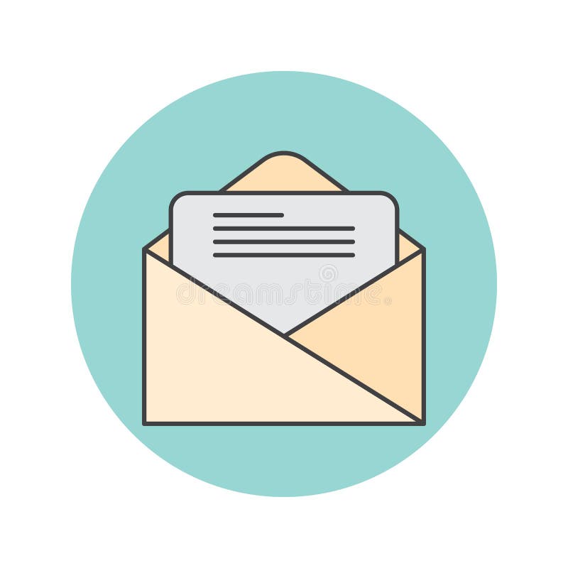 Email thin line icon, letter filled outline vector logo illustration, open envelope linear colorful pictogram isolated on white vector illustration