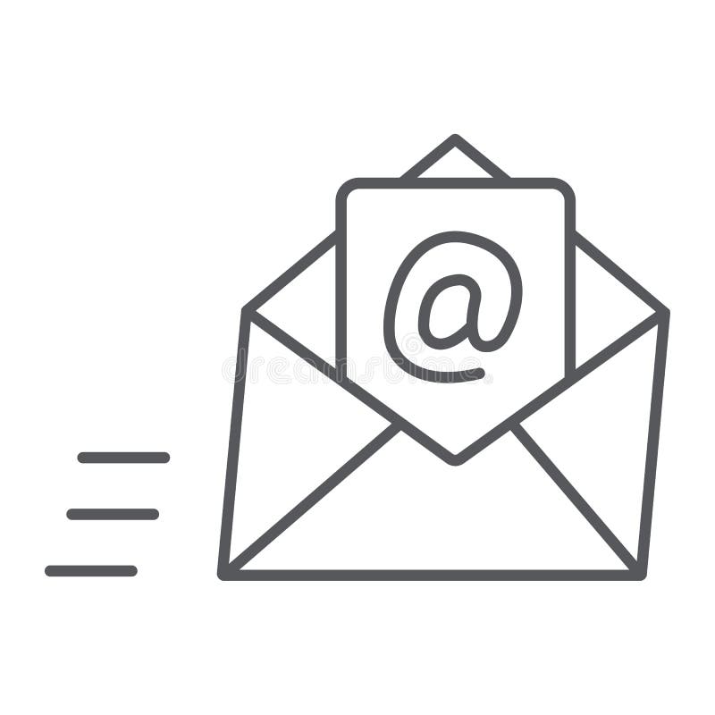 Email thin line icon, mail and letter, mail envelope sign, vector graphics, a linear pattern on a white background. royalty free illustration