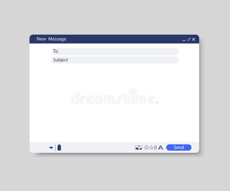 Email window. E-mail blank template. Interface for mail message royalty free illustration