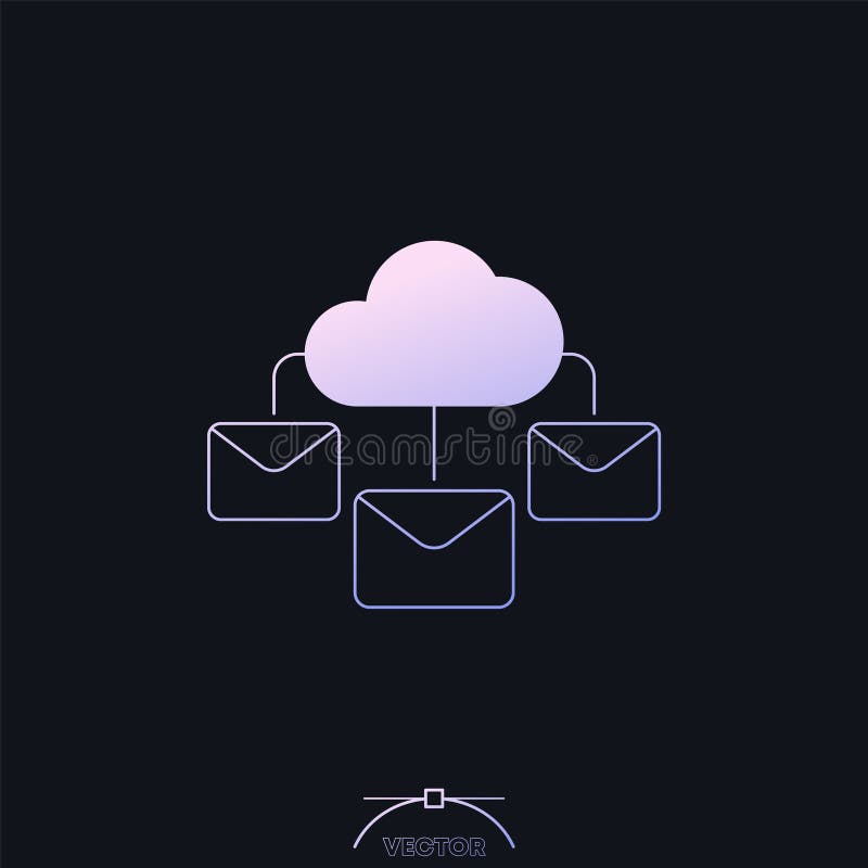 Emails to cloud icon with gradient stock illustration