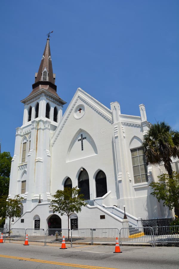 CHARLESTON SC USA 06 26 16: Emanuel African Methodist Episcopal Church in Charleston, oldest African Episcopal church in the Southern US. 06 17 15, nine people were shot and killed inside the church.