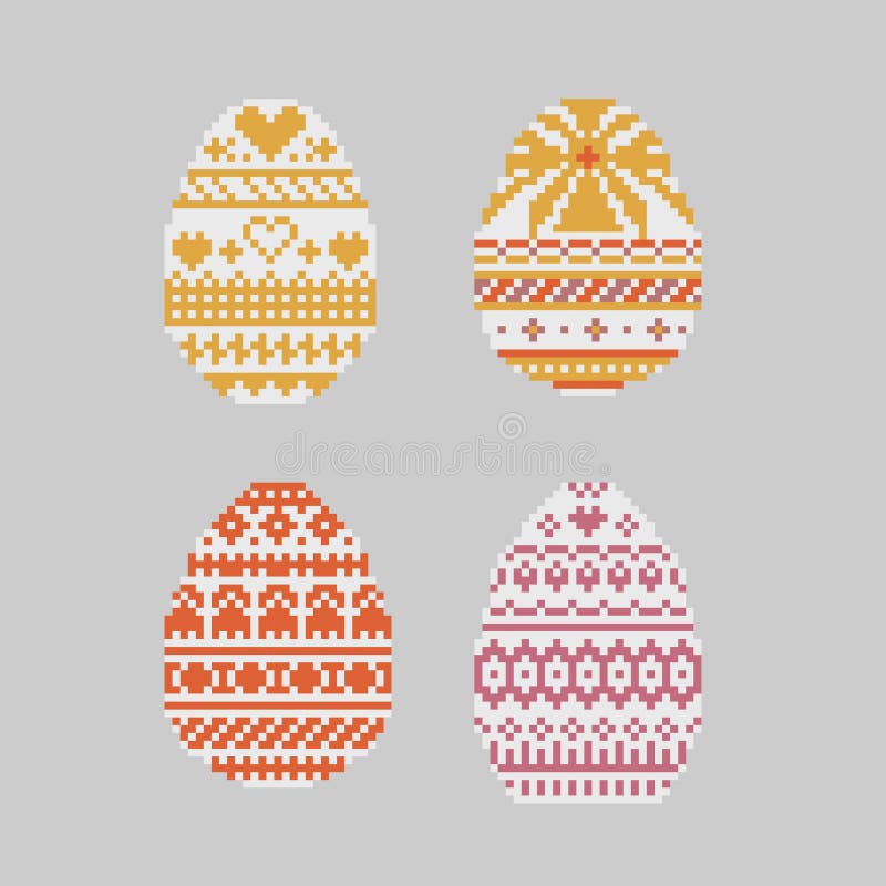 Pixel art jogo de arcade ovos páscoa pixel ovos de 8 bits ovos de galinha  pintados jogo de caça aos ovos de galinha ilustração em vetor plano  definido em fundo branco