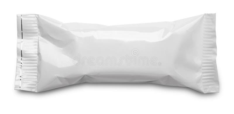 Emballage alimentaire vide de sachet en matière plastique sur le blanc image libre de droits Emballage alimentaire vide de sachet en matière plastique sur le blanc image libre de droits
