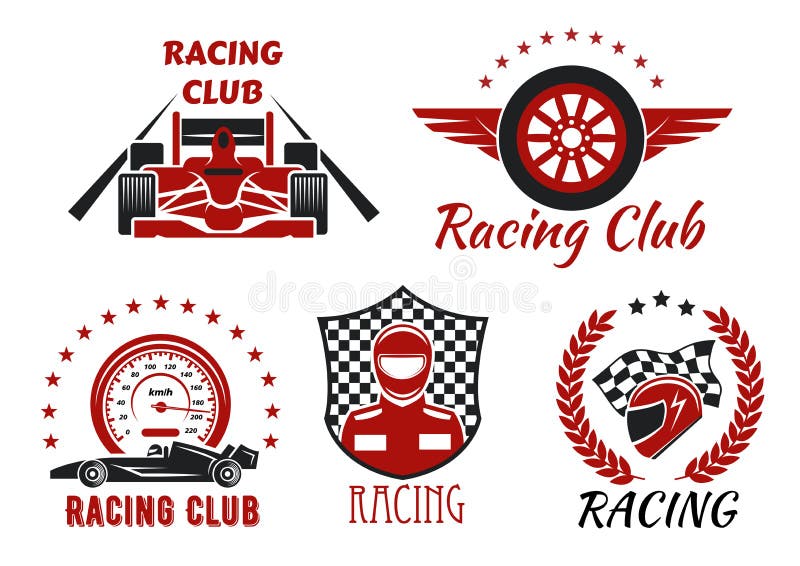 Emballage du club, conception d'icônes de concurrence de sport mécanique illustration stock Emballage du club, conception d'icônes de concurrence de sport mécanique illustration stock