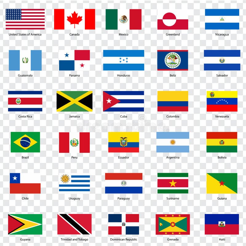 nacional bandeiras do a américas, brasil, Argentina, Colômbia, Equador,  Venezuela, Uruguai, Cuba, Paraguai, suriname, Guiana, Bolívia, Chile,  Antígua e barbuda, Unidos estados, Canadá 29137964 Vetor no Vecteezy