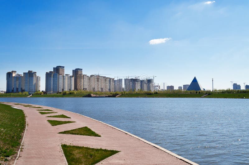 Embankment on the Ishim River in Astana Editorial Image - Image of ...