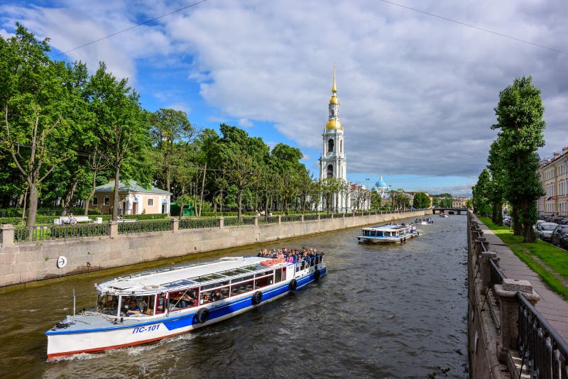 Embankment of the Krjukov canal with the belfry of St. Nicholas Cathedral. Saint Petersburg, Russia. stock photography Embankment of the Krjukov canal with the belfry of St. Nicholas Cathedral. Saint Petersburg, Russia. stock photography