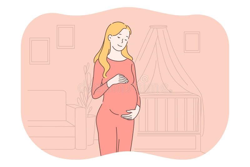 Embarazo, Maternidad Con Predisposición Al Parto Y El Concepto De Bebé  Ilustración del Vector - Ilustración de concepto, belleza: 203001546