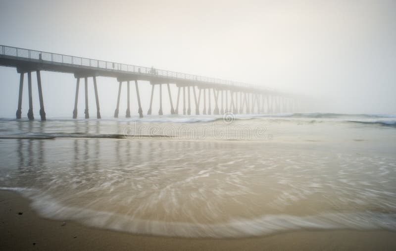 Very foggy sunset at the Hermosa Beach Pier. Very foggy sunset at the Hermosa Beach Pier.