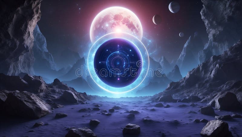 DataEclipse Odyssey: QuantumQuotient\'s Tomorrow Revelation. AI generate vector illustration