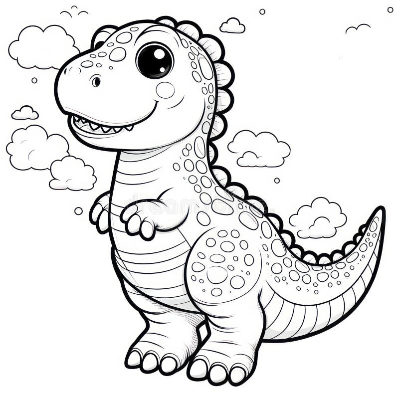 Dynamic Dino Duo: Little Trex Stick 3D Coloring Book Delight Stock