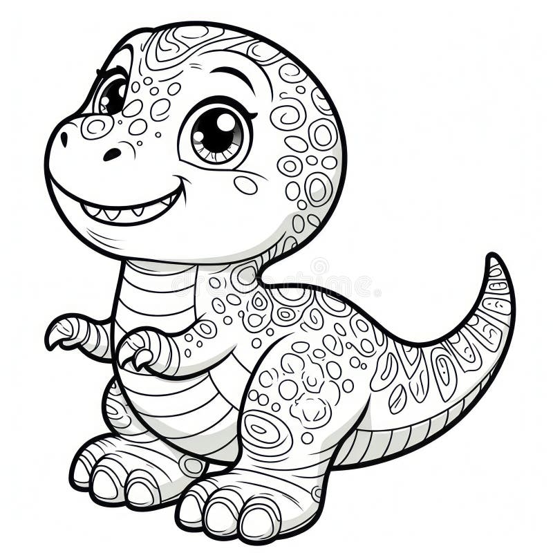 Prehistoric Playtime: Little Dino Trex 3D Coloring Book Bliss Stock