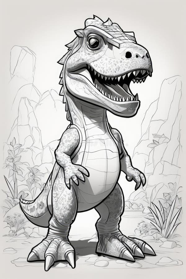 Roaring Fun: T-Rex Coloring Book and Illustrations for Kids Stock
