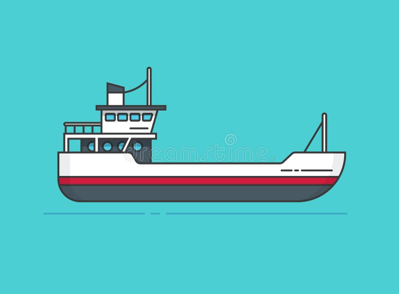 Embarquez l'illustration de vecteur, ligne bateau d'ensemble, conception plate de bande dessinée de petit navire vide illustration stock Embarquez l'illustration de vecteur, ligne bateau d'ensemble, conception plate de bande dessinée de petit navire vide illustration stock