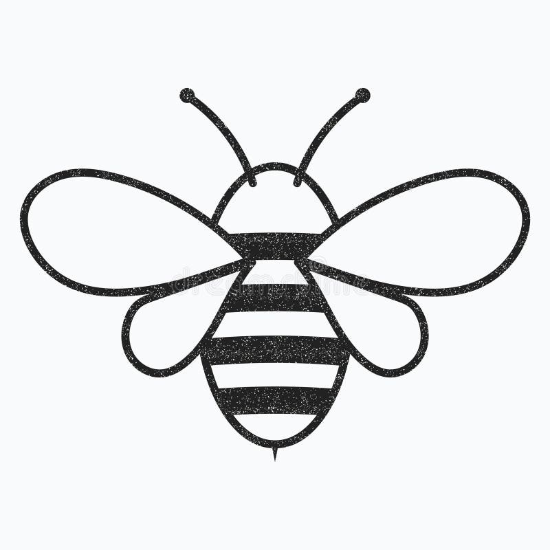 Logo of the bee. Black and white bee icon. Vector illustration with scabs. Stylized insect. Logo of the bee. Black and white bee icon. Vector illustration with scabs. Stylized insect.