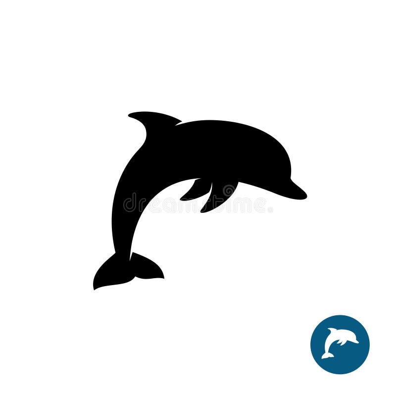 Embleem van het dolfijn het eenvoudige zwarte silhouet royalty-vrije illustratie Embleem van het dolfijn het eenvoudige zwarte silhouet royalty-vrije illustratie