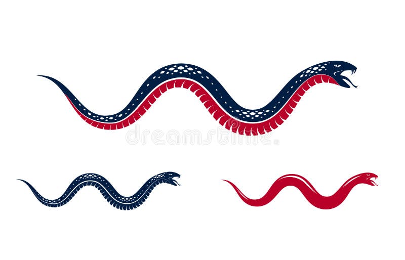 Embleem van het slang het vectorembleem of tatoegering, dodelijk vergift gevaarlijk serpent, vergift agressieve roofdier reptiel vector illustratie Embleem van het slang het vectorembleem of tatoegering, dodelijk vergift gevaarlijk serpent, vergift agressieve roofdier reptiel vector illustratie