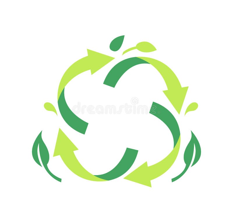 koffie Machtig de studie Embleem Voor Recycleerbare Verpakking. Recyclingsymbool Van Groene Ronde  Draaiende Pijlen Met Transformatie Van Afval Van Boomblad Vector  Illustratie - Illustration of vlak, beheer: 228623637