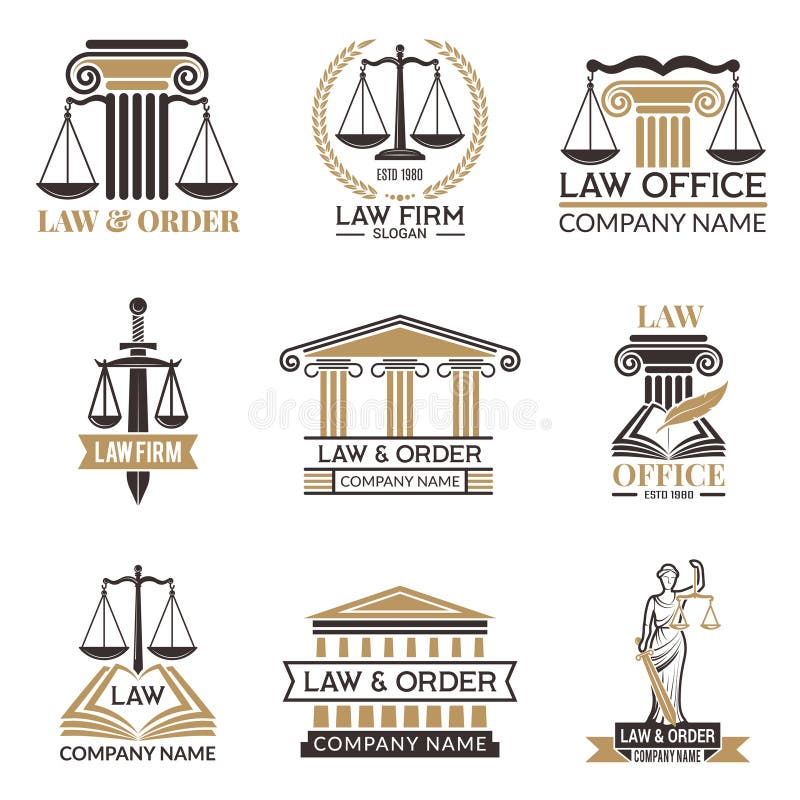 Emblem av lag och lagligt Hammare av domaren, svartillustrationer för laglig kod av etiketter för rättsvetenskap Laglig anmärknin stock illustrationer Emblem av lag och lagligt Hammare av domaren, svartillustrationer för laglig kod av etiketter för rättsvetenskap Laglig anmärknin stock illustrationer