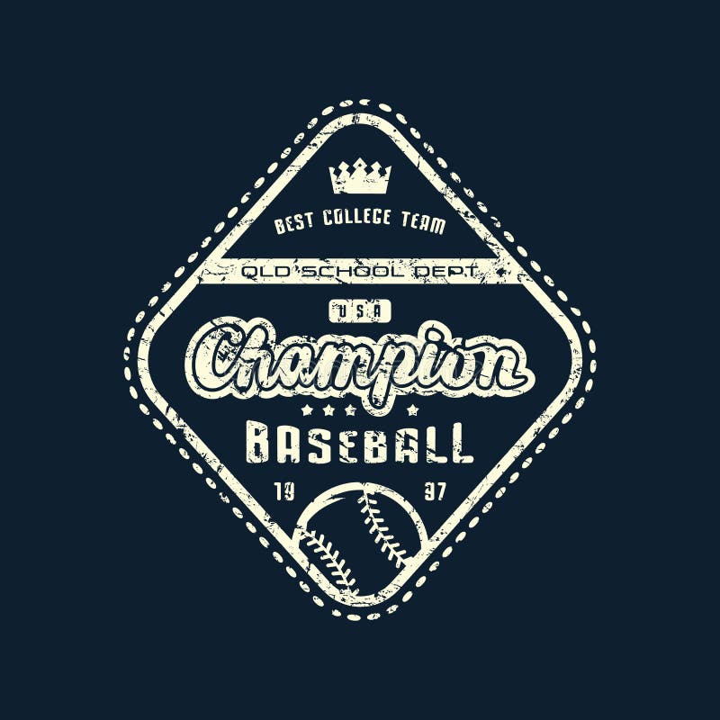 Emblem Of Champions Baseball Team With Rough Texture Stock Vector ...