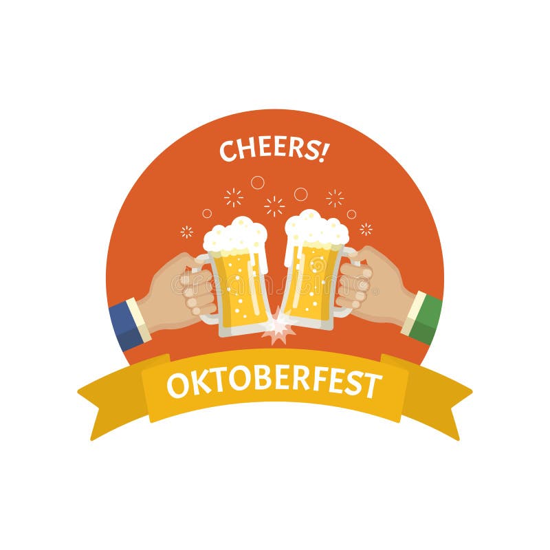 Emblem för illustration för lägenhet för Oktoberfest ölfestival royaltyfri illustrationer Emblem för illustration för lägenhet för Oktoberfest ölfestival royaltyfri illustrationer