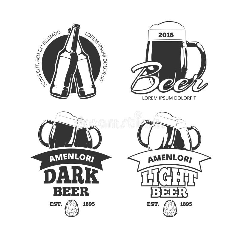 Emblem för vektorn för bryggeriet för tappninghantverköl, etiketter, emblem ställde in vektor illustrationer Emblem för vektorn för bryggeriet för tappninghantverköl, etiketter, emblem ställde in vektor illustrationer