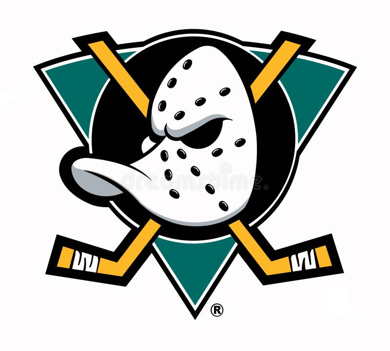 The emblem of the hockey club Anaheim Mighty Ducks 1993-2006. USA. Isolated on a white background.