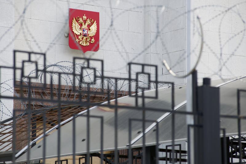 Emblem of Russia on the Building of the Russian Embassy in Kyiv Stock ...