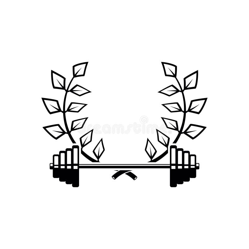 Emblem Template with Barbell and Wreath. Design Element for Logo, Sign