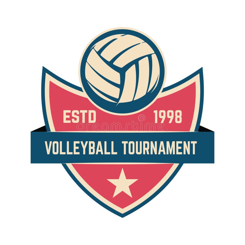 Volleyball Tournament. Emblem Template with Volleyball Ball. Design