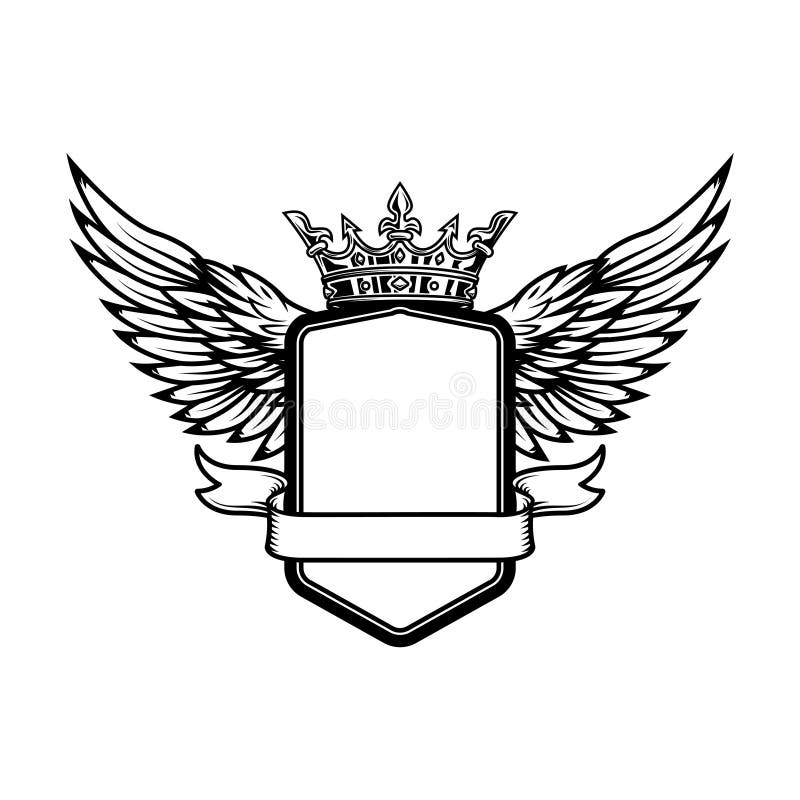 Emblem Template with Wings and Crown. Design Element for Logo, Label ...
